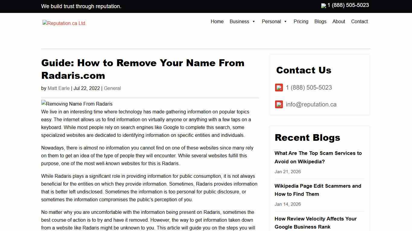 Guide: How to Remove Your Name From Radaris.com